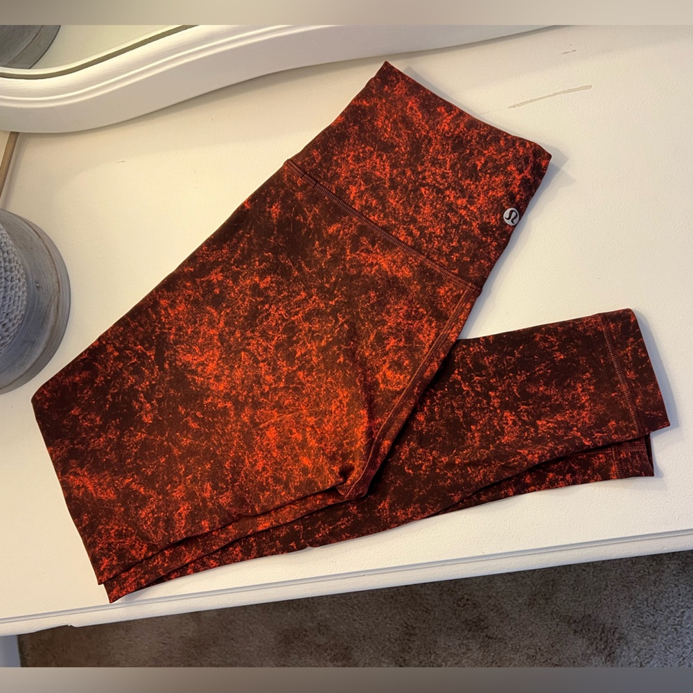 Red Lululemon Leggings with Drawstring Waist in size 6